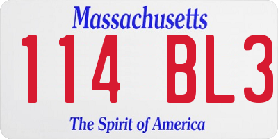 MA license plate 114BL3