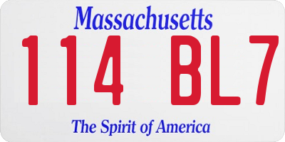 MA license plate 114BL7