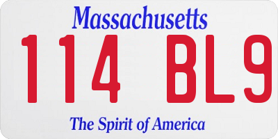 MA license plate 114BL9