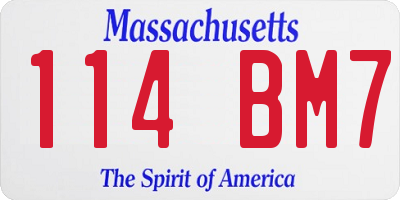 MA license plate 114BM7