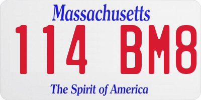 MA license plate 114BM8