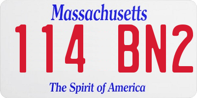 MA license plate 114BN2