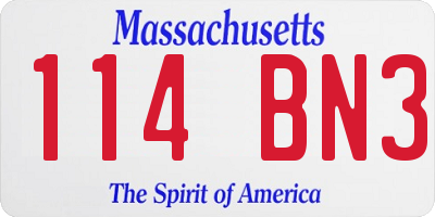 MA license plate 114BN3