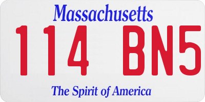 MA license plate 114BN5