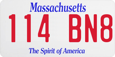 MA license plate 114BN8