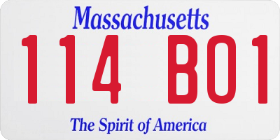 MA license plate 114BO1