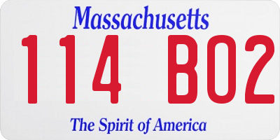 MA license plate 114BO2