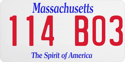 MA license plate 114BO3