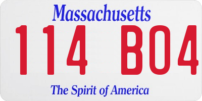 MA license plate 114BO4