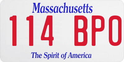 MA license plate 114BP0