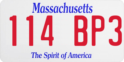 MA license plate 114BP3