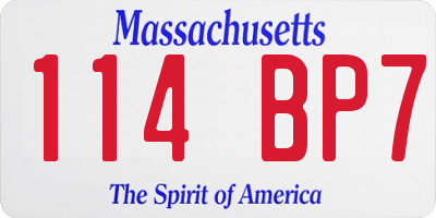 MA license plate 114BP7
