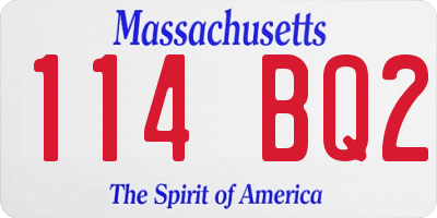 MA license plate 114BQ2