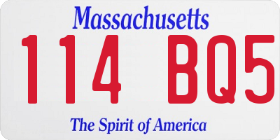 MA license plate 114BQ5