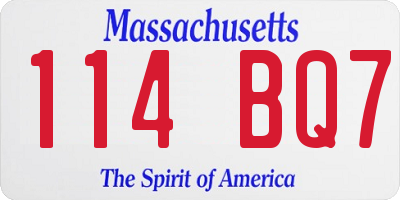 MA license plate 114BQ7