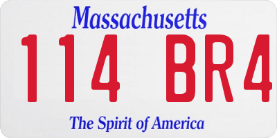 MA license plate 114BR4