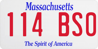 MA license plate 114BS0