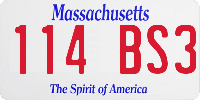 MA license plate 114BS3