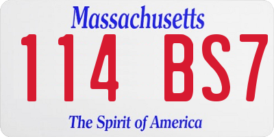 MA license plate 114BS7