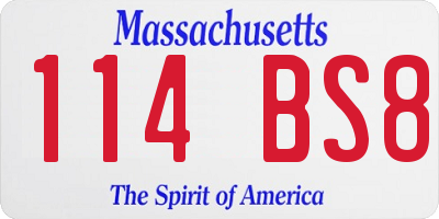 MA license plate 114BS8