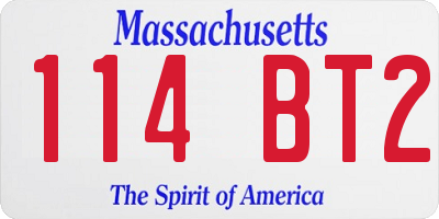 MA license plate 114BT2