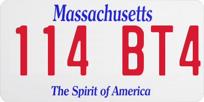 MA license plate 114BT4