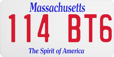 MA license plate 114BT6
