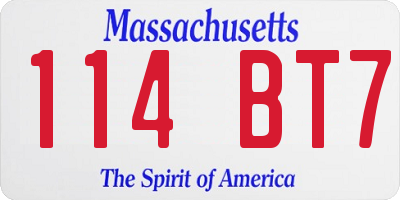 MA license plate 114BT7