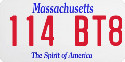 MA license plate 114BT8
