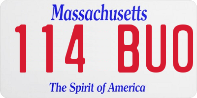 MA license plate 114BU0