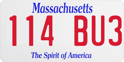 MA license plate 114BU3