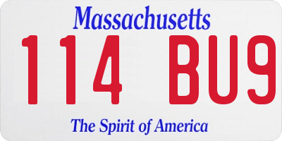 MA license plate 114BU9