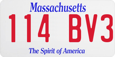 MA license plate 114BV3