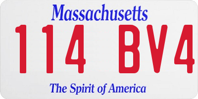 MA license plate 114BV4