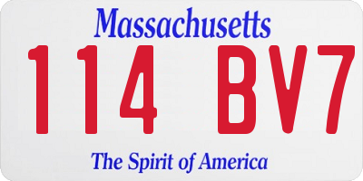 MA license plate 114BV7