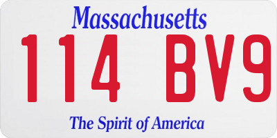 MA license plate 114BV9