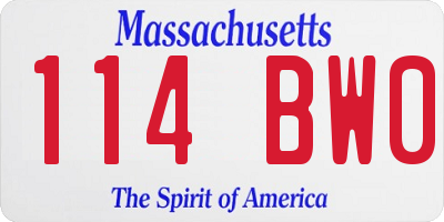 MA license plate 114BW0