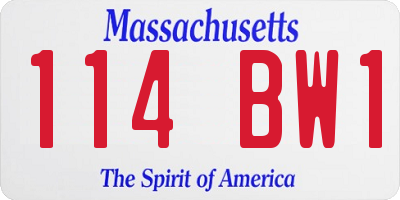 MA license plate 114BW1
