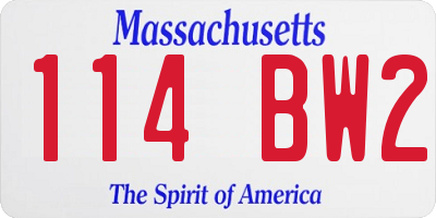 MA license plate 114BW2