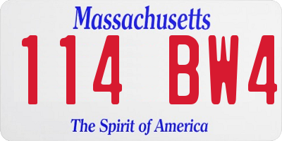 MA license plate 114BW4