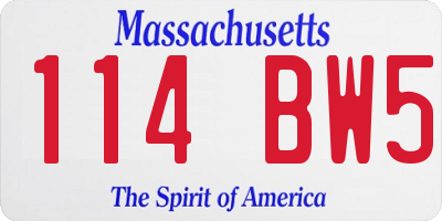 MA license plate 114BW5