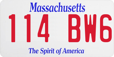MA license plate 114BW6