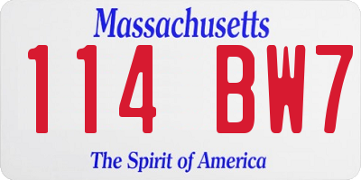 MA license plate 114BW7