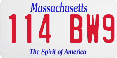 MA license plate 114BW9
