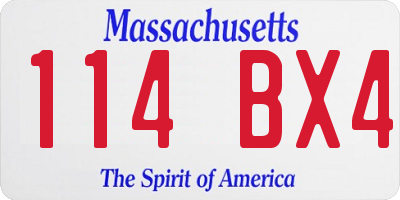 MA license plate 114BX4