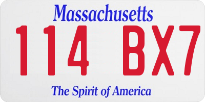 MA license plate 114BX7