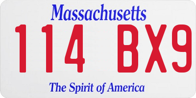 MA license plate 114BX9