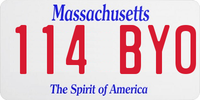 MA license plate 114BY0