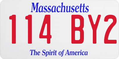 MA license plate 114BY2