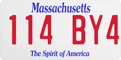 MA license plate 114BY4